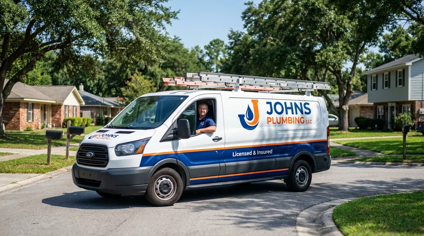 Johns Plumbing LLC service van in Vassalboro, ME