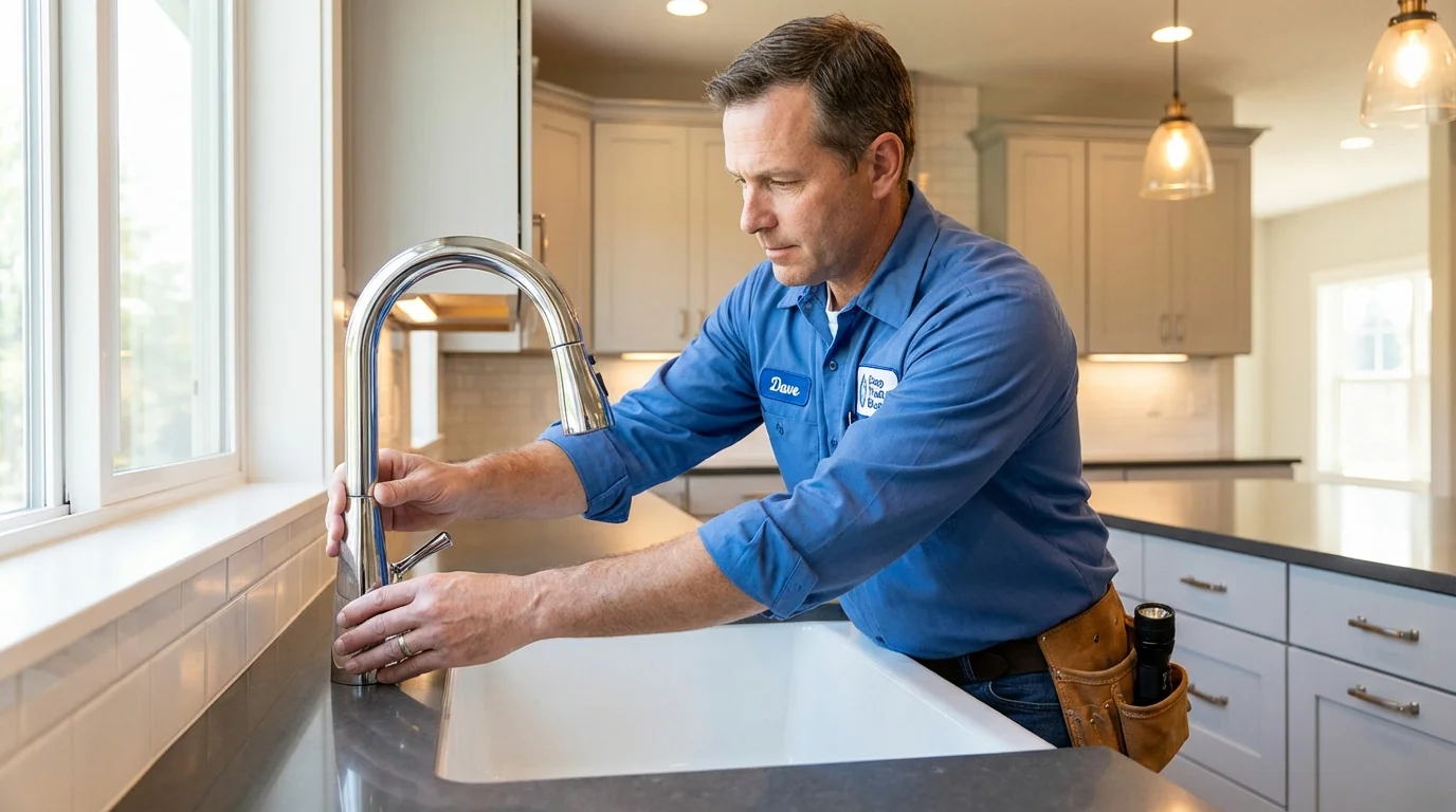 Kitchen faucet installation by Johns Plumbing LLC in Vassalboro